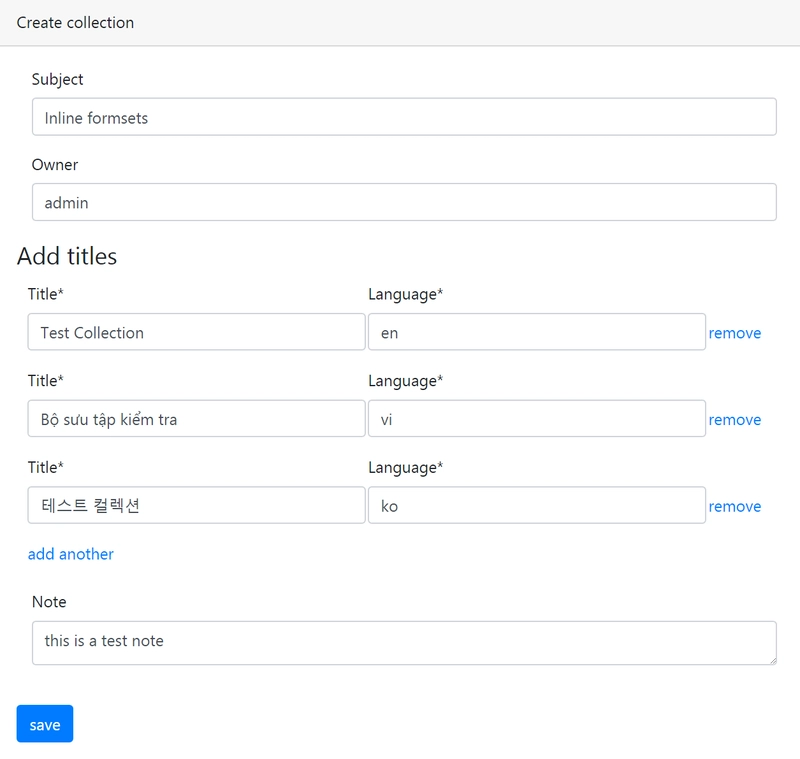 内联表单集 内联表单集