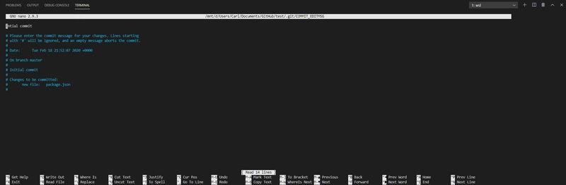 用于更改 git 消息的默认 GNU nano 编辑器