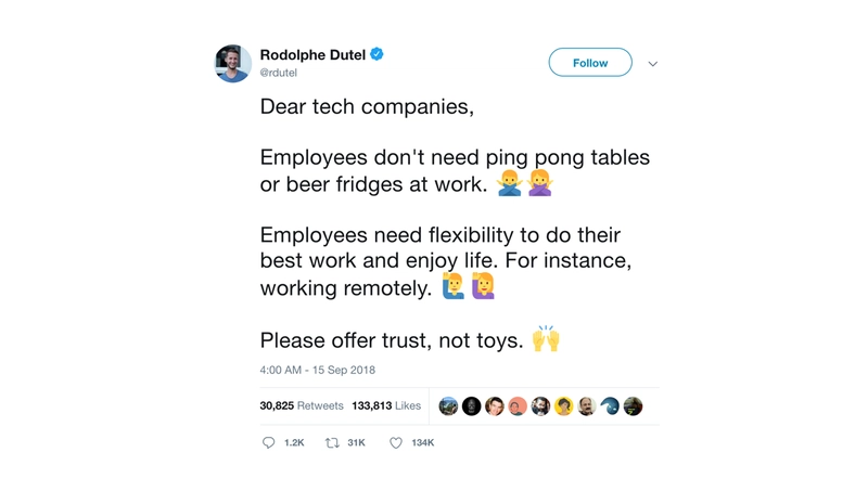 员工想要的是灵活性，而不是乒乓球桌。