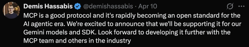 Demis Hassabis 在 MCP 推文