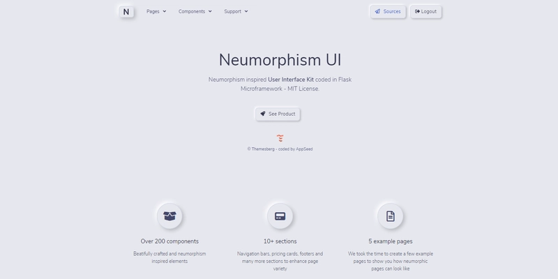 新拟物化用户界面 - Flask 版本，英雄区域。