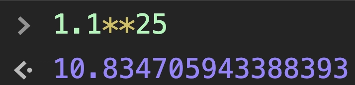 1.1 的 25 次方大于 10