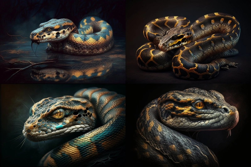 生成了多张看起来像蛇的图像。