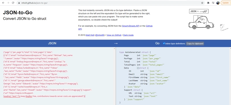 将 JSON 解析为 Go 结构体
