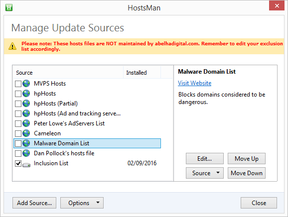 来自 hostsman 源管理器的屏幕截图