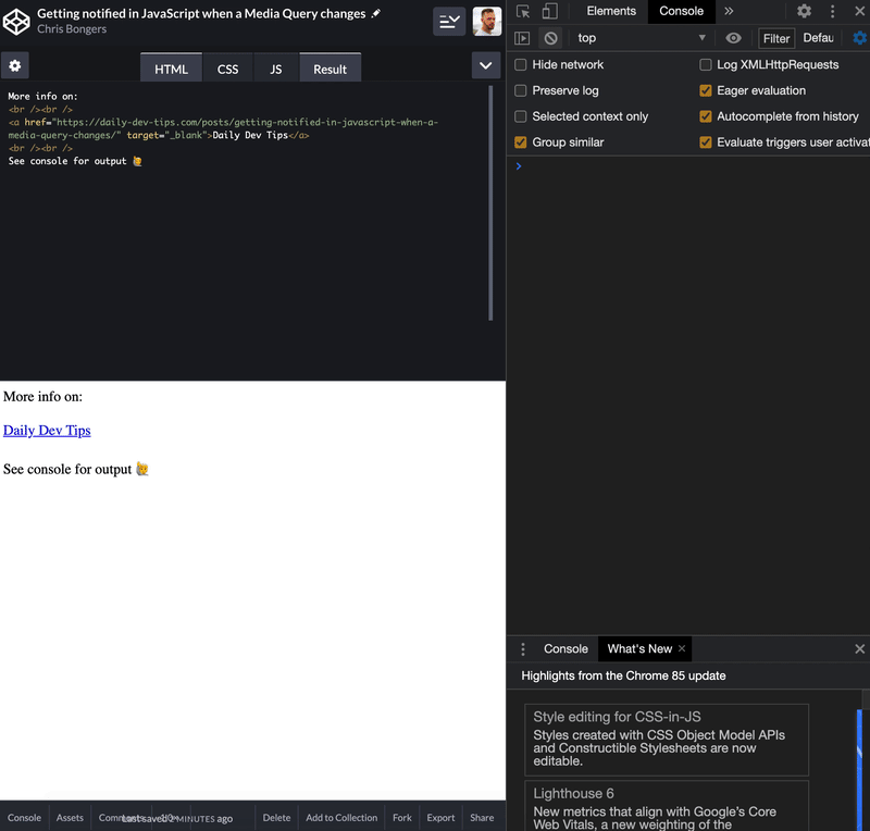 JavaScript MediaQuery 监听器