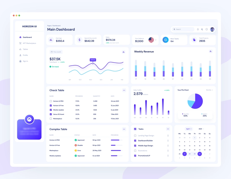 Horizon UI Tailwind CSS - 开源管理模板