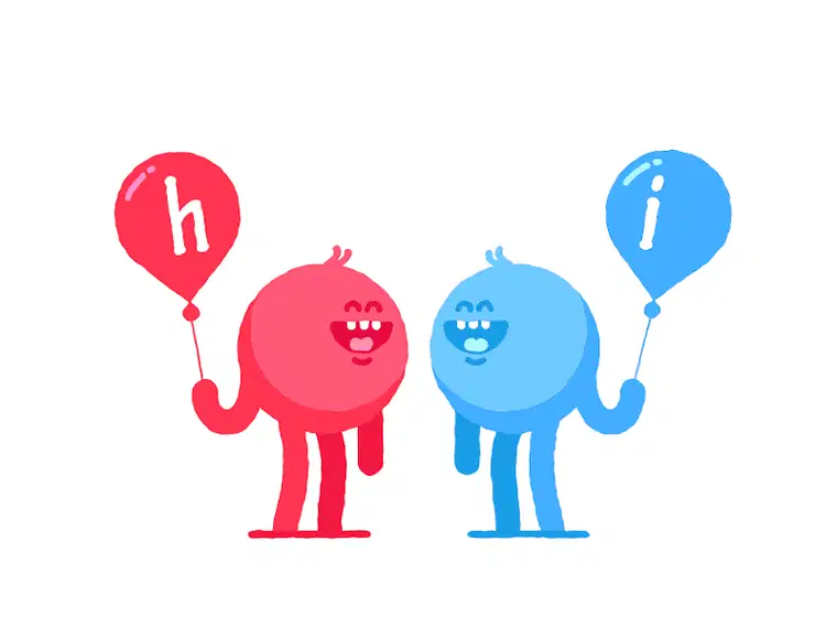 cartoons with balloons saying hi