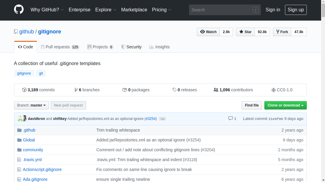 使用 github/gitignore