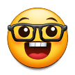 兴奋的笑脸表情符号，戴着眼镜