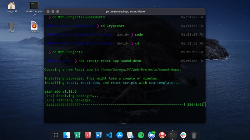 npx create-react-app sound-demo