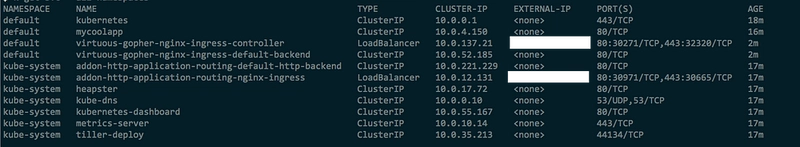virtuous-gopher 是 Helm 为 NGINX 控制器选择的名称。