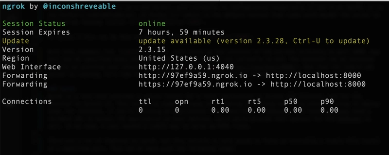 ngrok 的屏幕截图