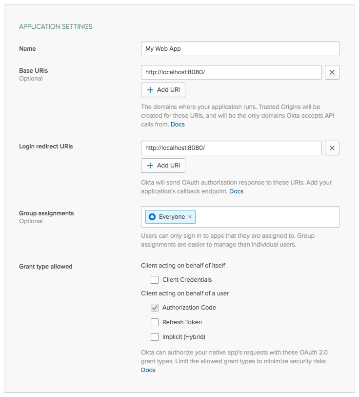 在 Okta 上创建一个应用程序