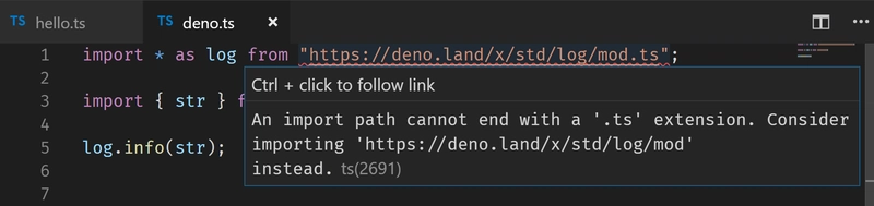 使用 Deno 时出现 TypeScript 导入错误