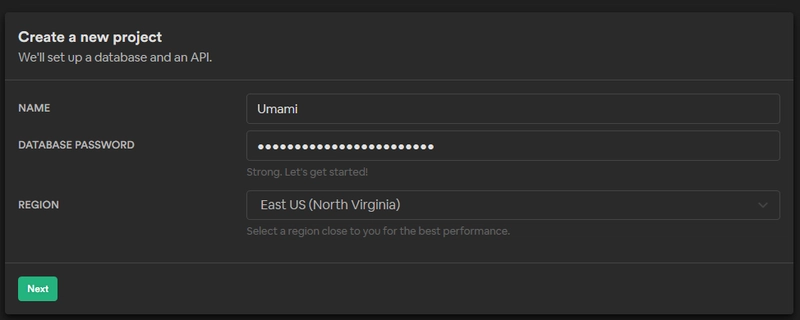Supabase 项目创建设置