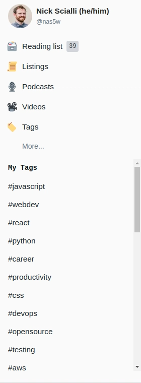 开发者侧边栏导航截图