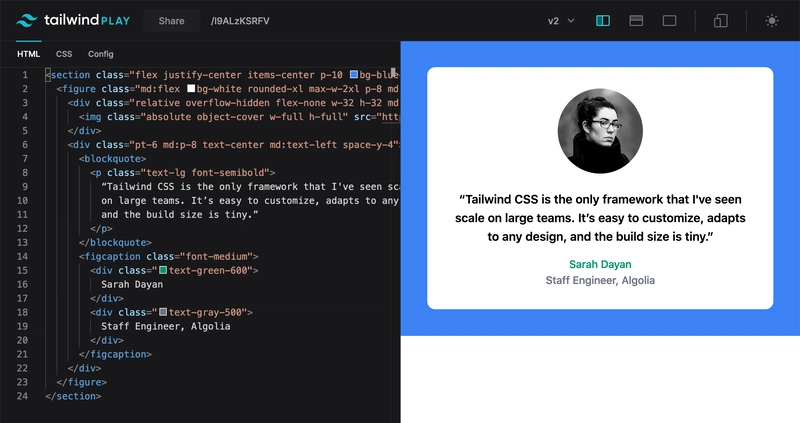 Tailwind Play 上的示例组件