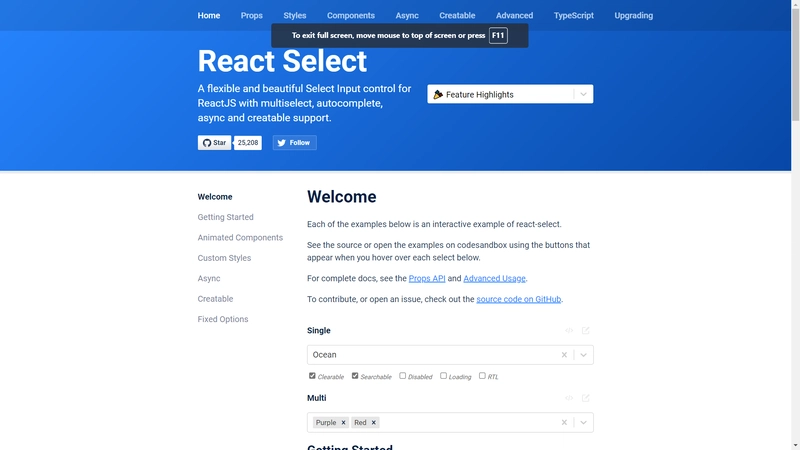 react-select 主页