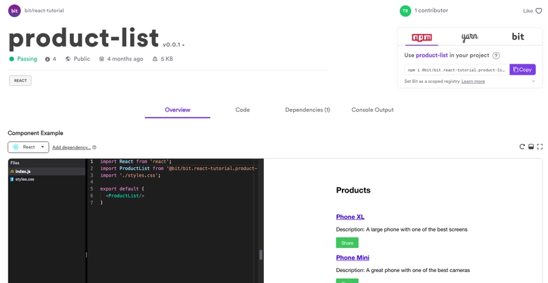 可重用的反应组件示例