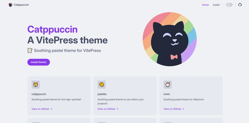 Vitepress 的 Catppucin 轻量主题演示