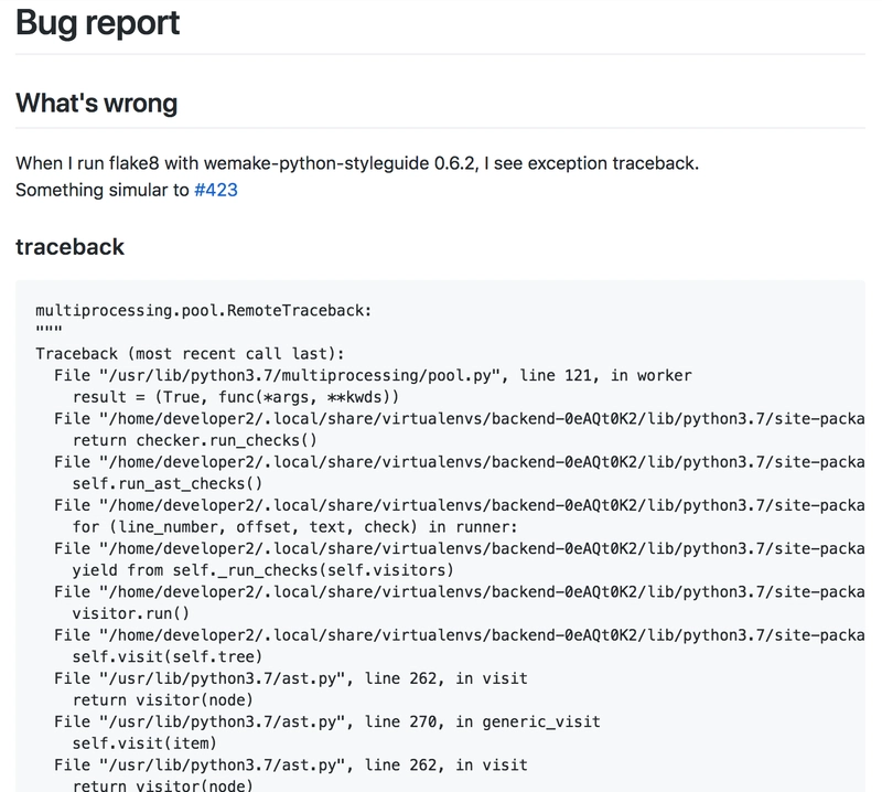 一个很好的错误报告示例