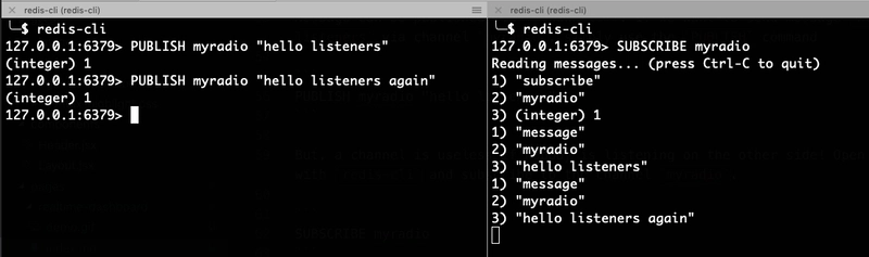 终端中的 Redis PubSub