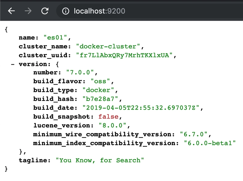 恭喜,您的计算机上已运行 Elastic 堆栈! 成功状态消息的屏幕截图
