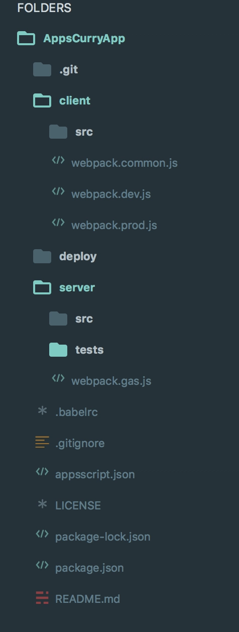 Curry应用程序的文件夹结构