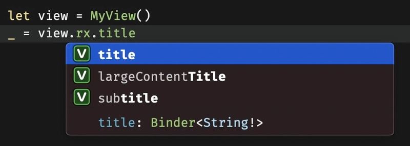 为 MyView 的所有属性自动合成粘合剂