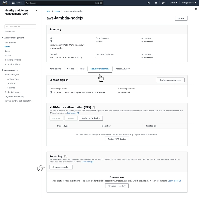 AWS Lambda - 安全凭证