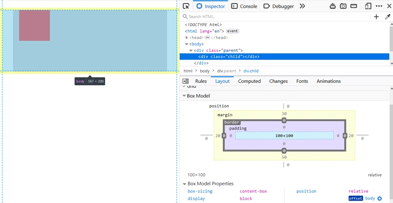 使用开发者工具高亮显示网页上的 HTML body 元素