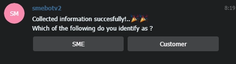 在我们向机器人提供其所要求的详细信息后，该屏幕截图显示了机器人的响应。