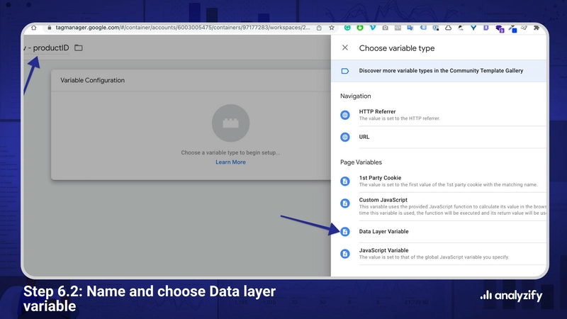 Shopify Google Tag Manager - 创建数据层变量