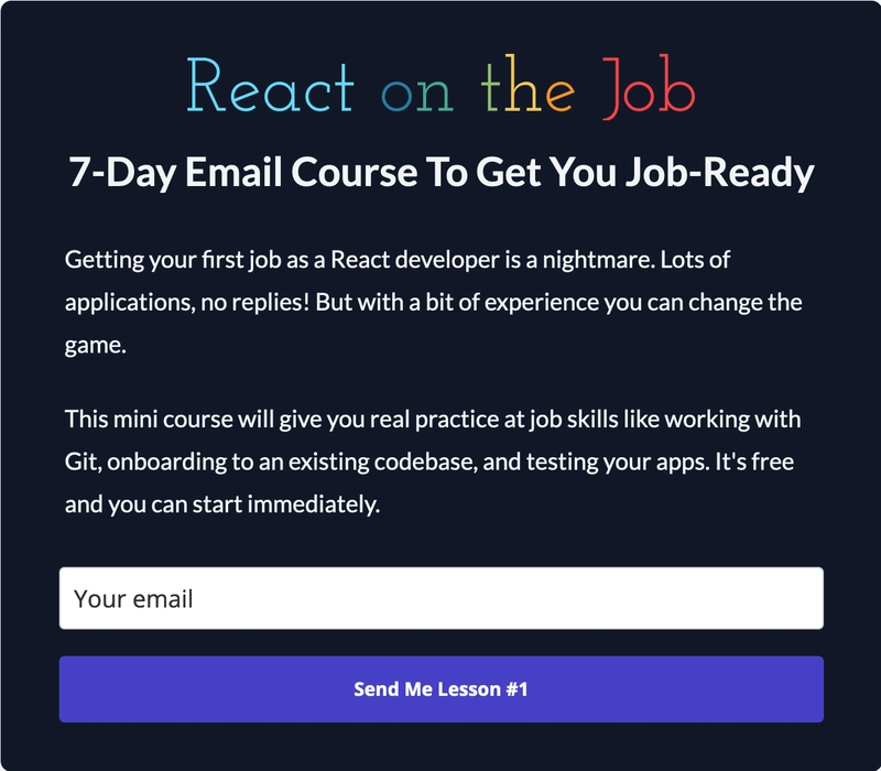 在职 React - 电子邮件课程