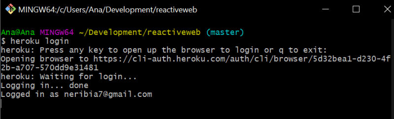 终端进程 o 登录 no heroku