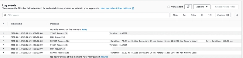 CloudWatch 日志示例