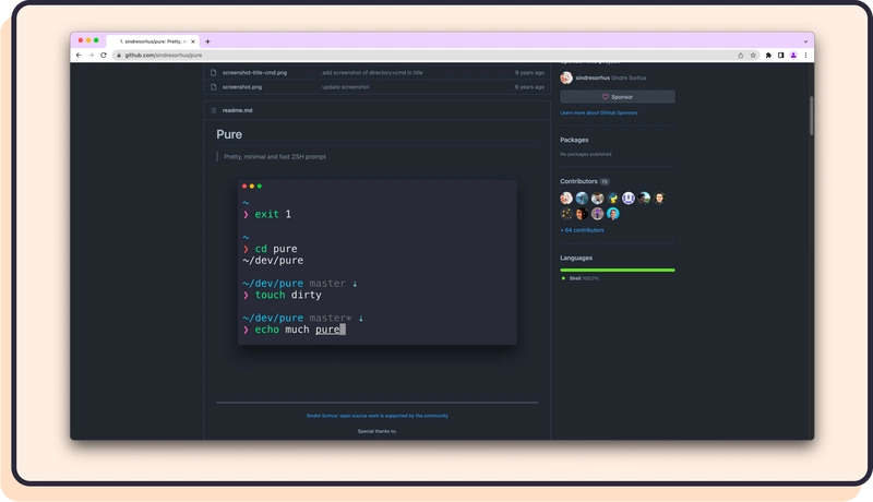 GitHub 上的纯 shell 主题