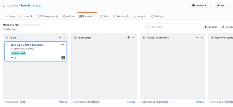 包含单个任务问题的项目板