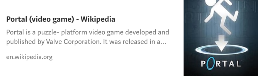 链接至 Portal 视频游戏维基百科文章
