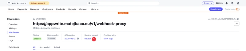Stripe webhook 秘密