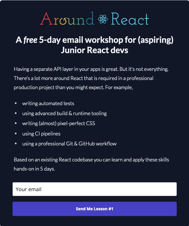 面向有志于成为初级开发者的 React 电子邮件课程