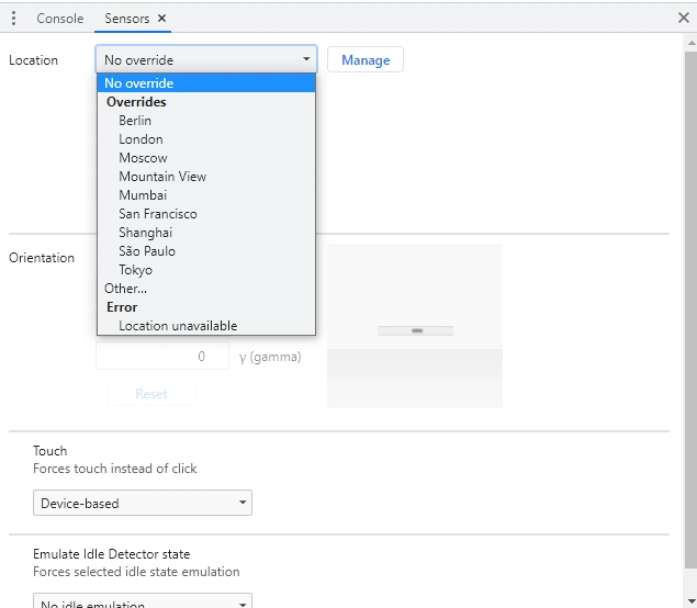 不同地点的选择
