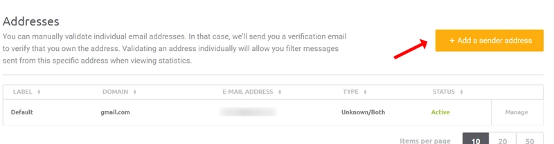 创建发件人地址