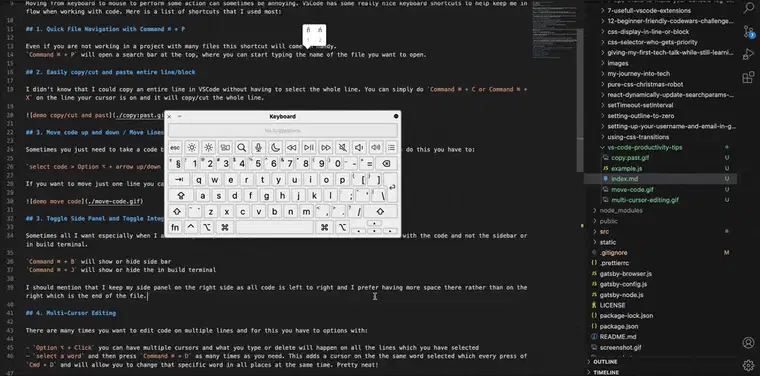 演示切换侧面板和集成终端