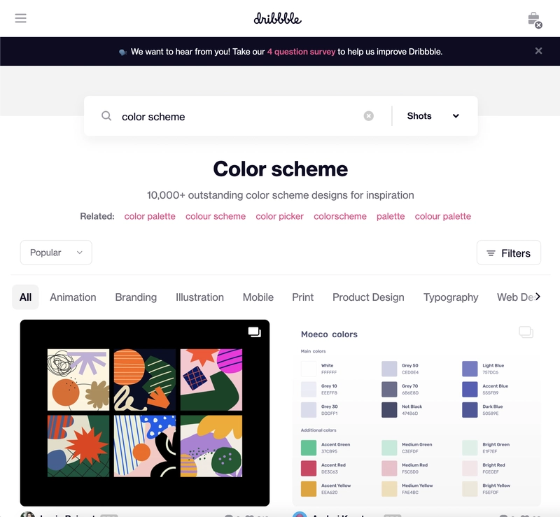 Dribbble 配色方案