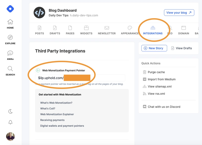 Hashnode 支持集成