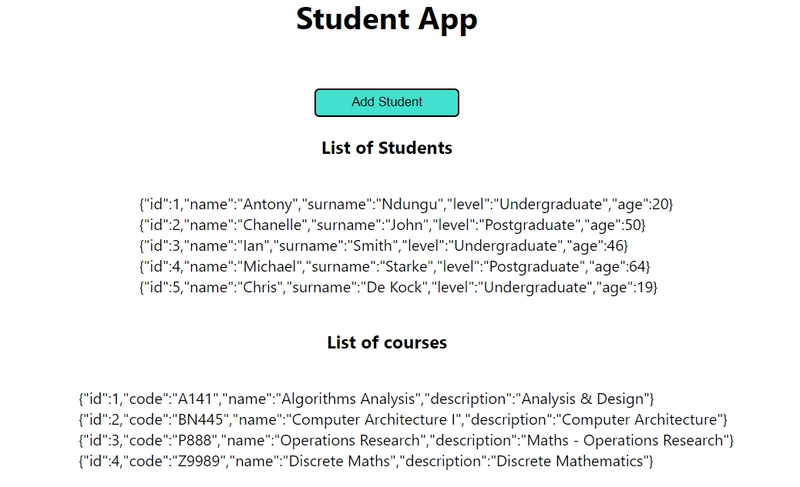 TypeScript 学生课程列表显示