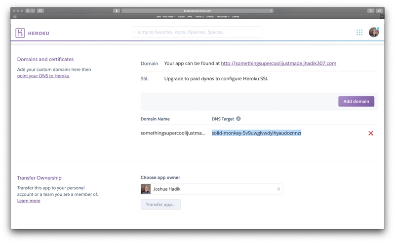 在 Heroku 上复制 DNS 目标