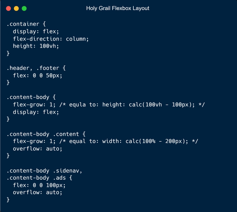 圣杯级 Flexbox 布局 CSS 代码
